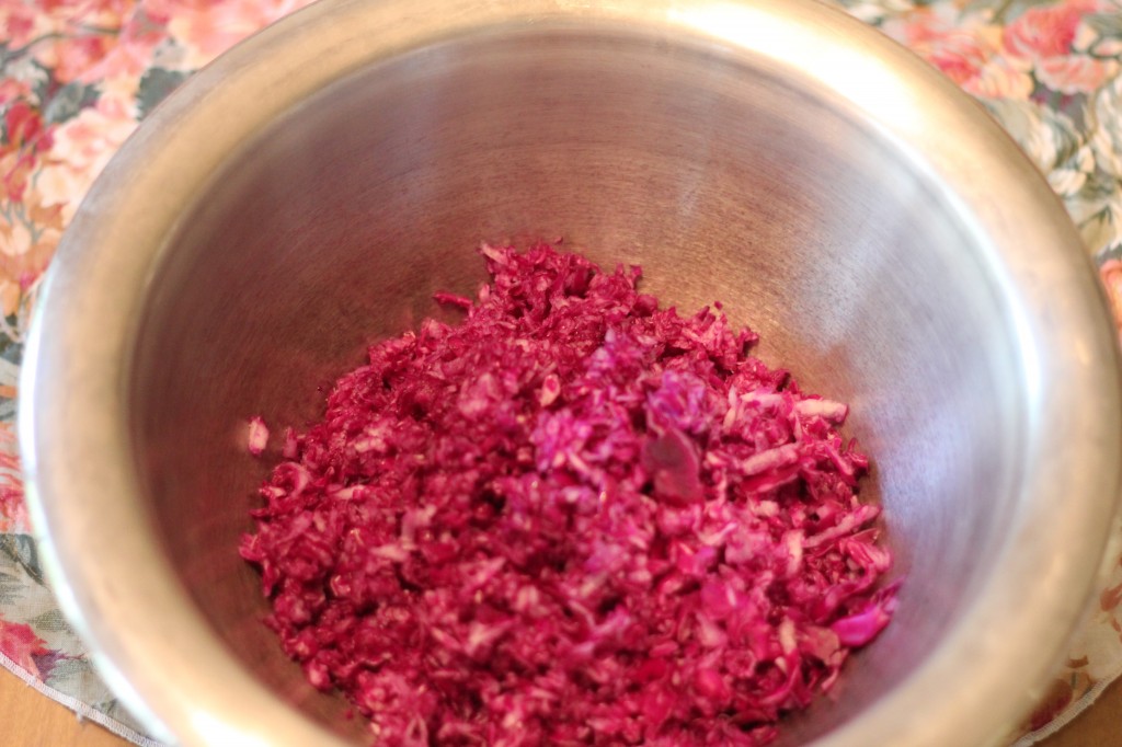 shredded red cabbage